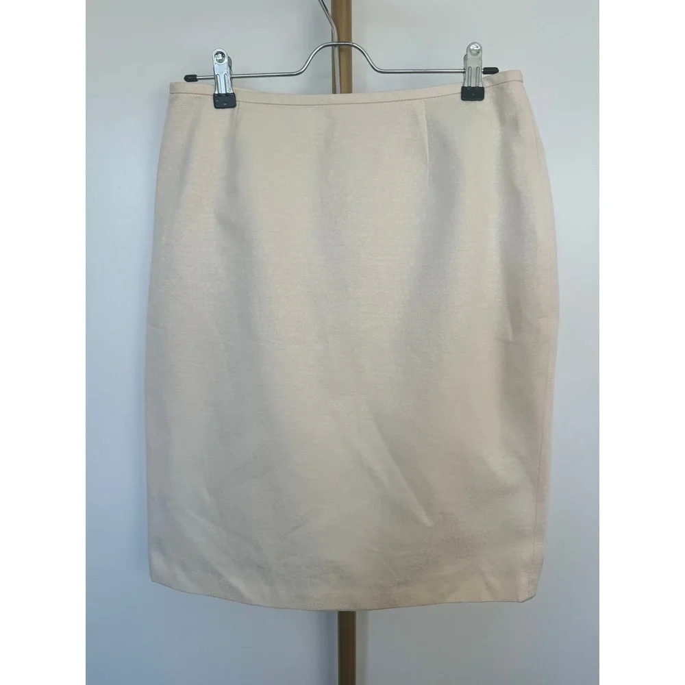 Liz Claiborne Cream Jacquard Blazer Skirt Suit Set Size 8